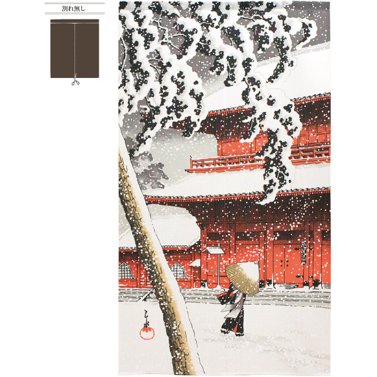 画像1: ピエゾ縦ストライプのれん 雪景色   (1)